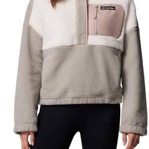 Columbia Women's Half Zip Fleece Cropped Pullover, Gray